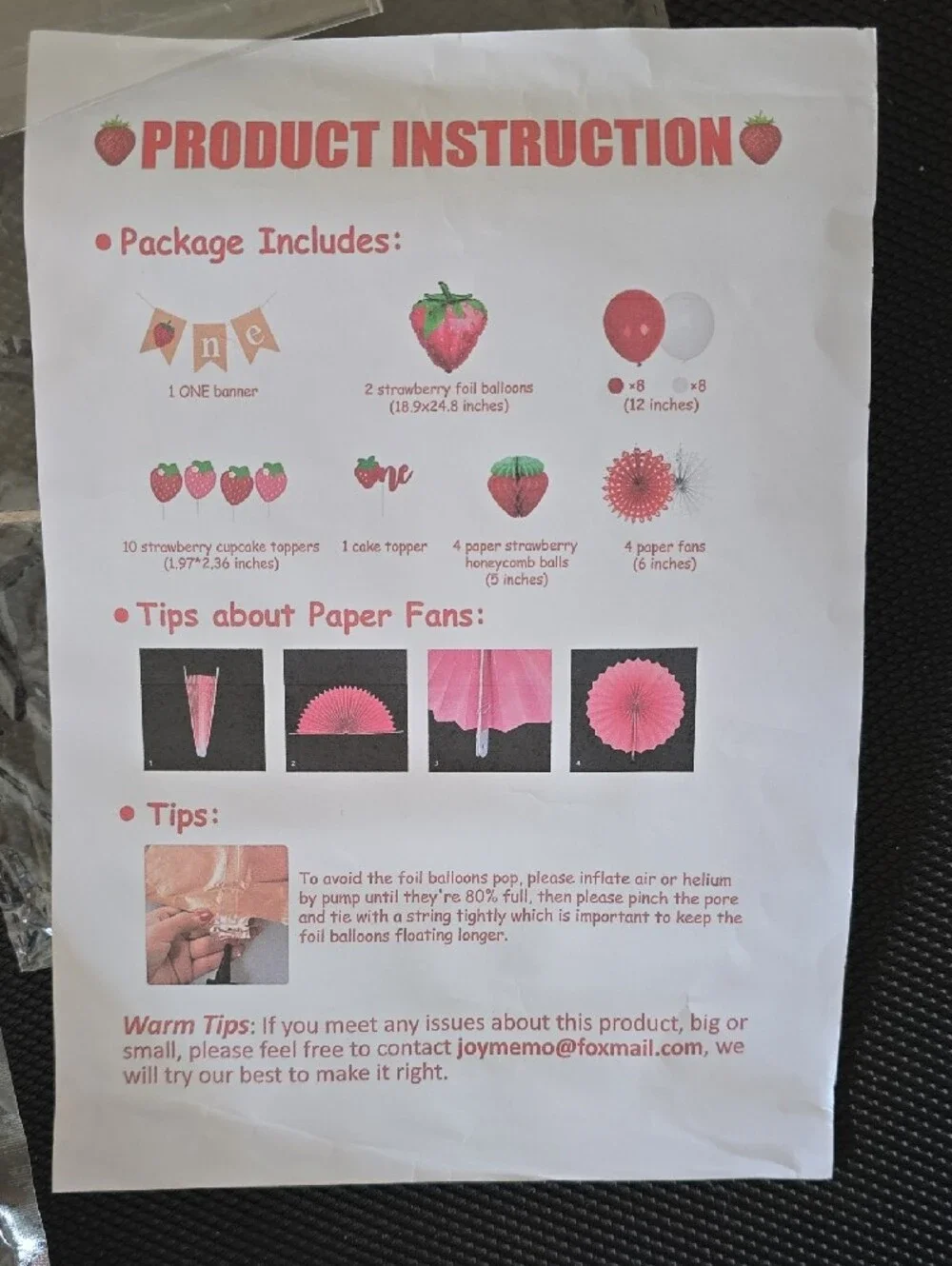 Sweet One Berry First Birthday Strawberry Theme Party Supplies Decorations Pack